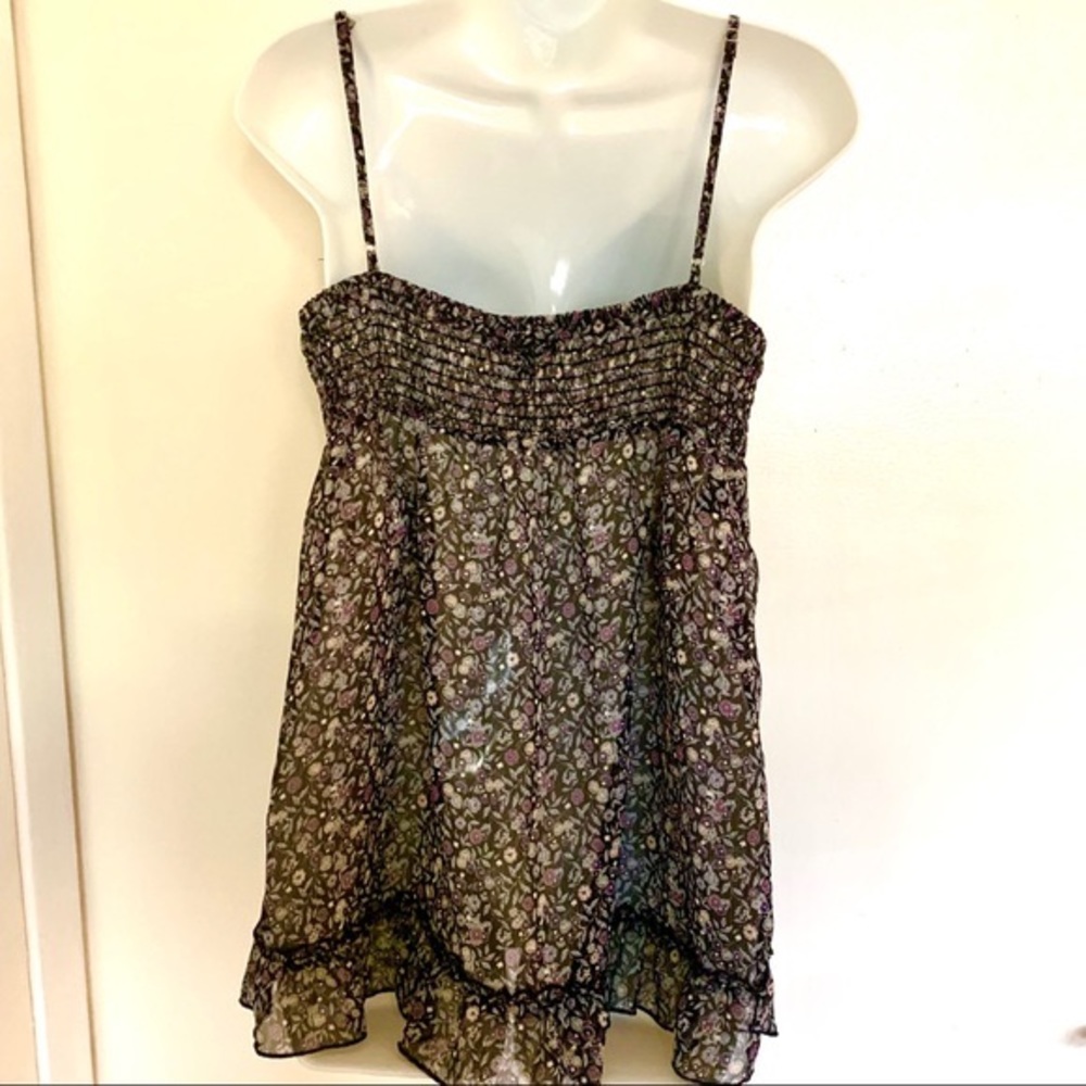 Express Floral Ruffle Babydoll Top - Picture 2 of 3